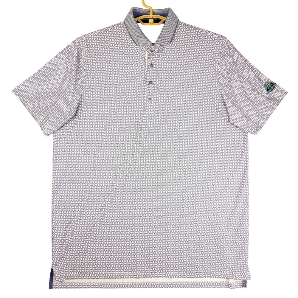 Greyson Mens XL Teton Pines Golf Polo Purple Geometric Performance Shirt Stretch